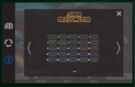 Super Dragons Fire Slot Machine Paylines Screen