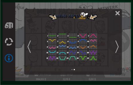 Meme Faces Slot Machine Paylines Screen