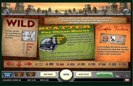 Cops and Robbers Slot Machine Scatter Awards and Wild Symbol Screen