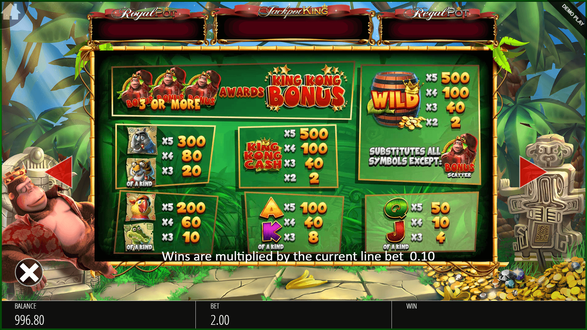 King Kong Cash Jackpot King Slot Machine