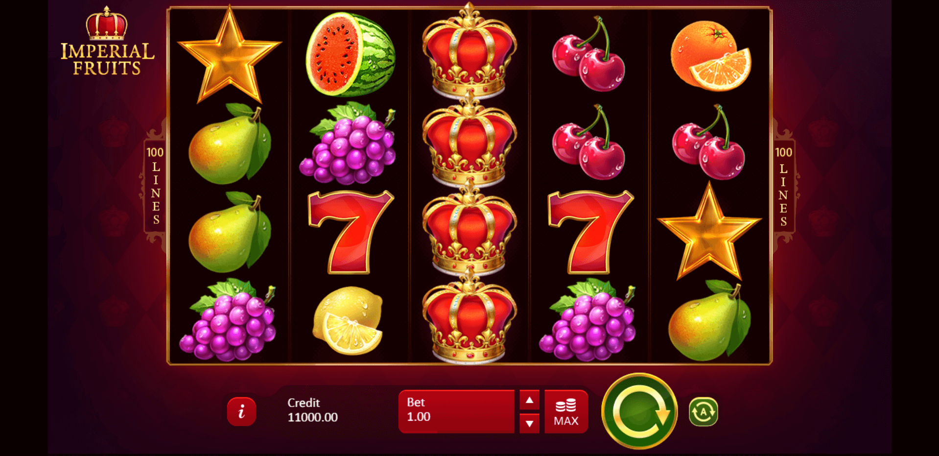 Imperial Fruits 100 Lines slot play free