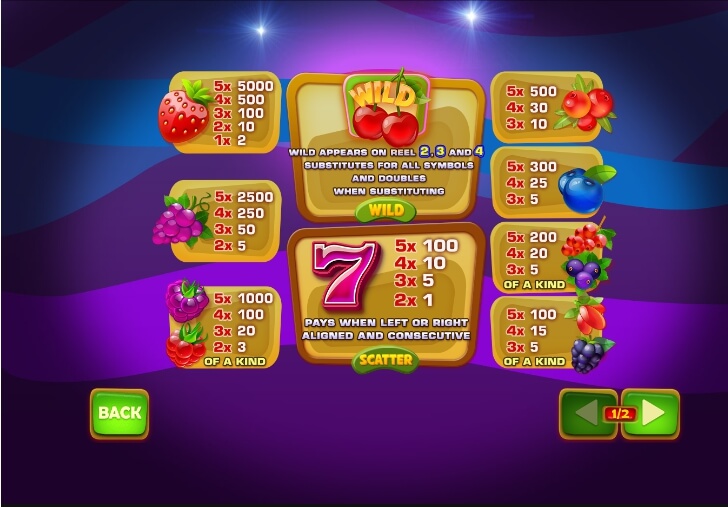 Berry Berry Bonanza is a 5 reel, 9 payline slot from Playtech that can be played from just 9p per spin on all devices.This game is all about the wild symbol which doubles your wins when part of a winning combination – with win both ways payouts, the wild can combine with high value strawberries to give you up to 10, times your stake on each spin.
