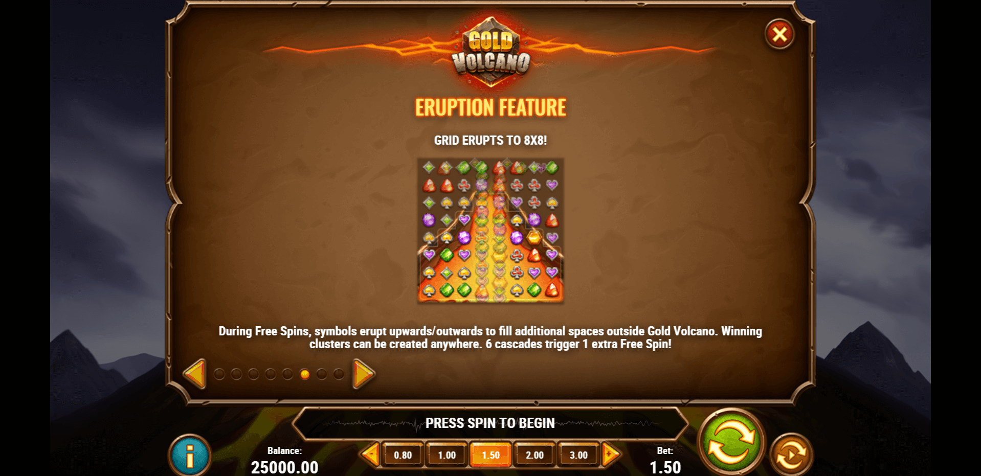 volcanic slots free spins 2019