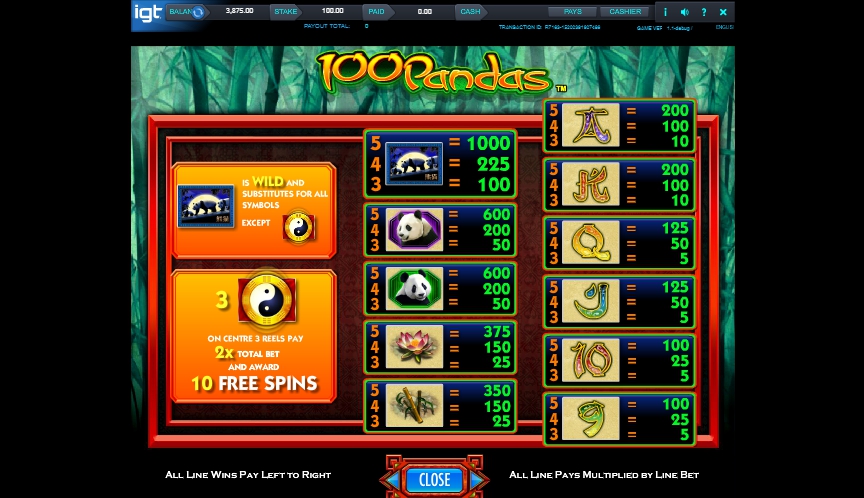 100 Pandas Slot Machine