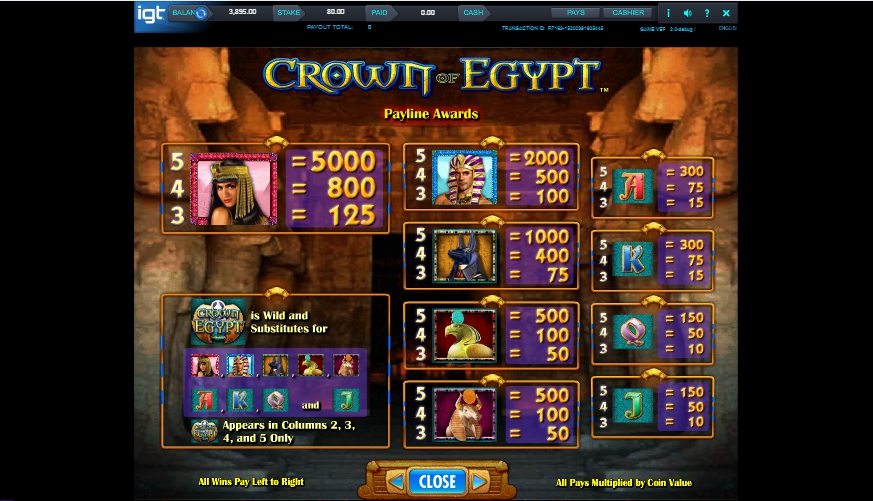 Crown of egypt slot machine online igt macau tournament