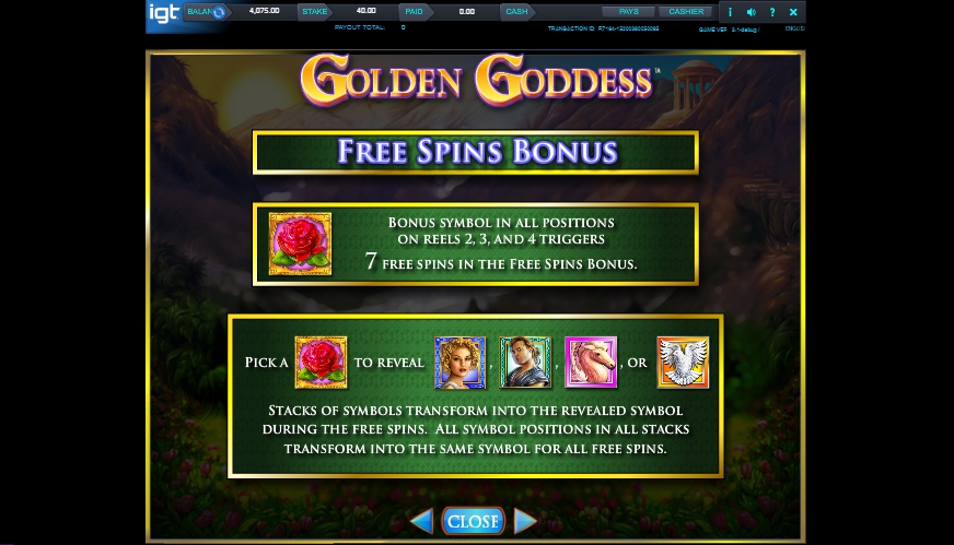 free golden goddess slot machine