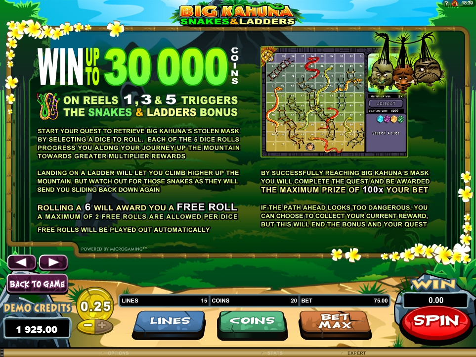 Big Kahuna Snakes & Ladders Slots - Play it Now for Free