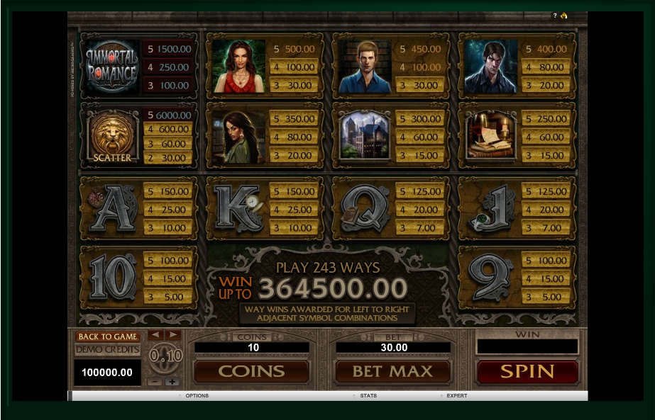Practice The Immortal Romance Slot Game With No Download