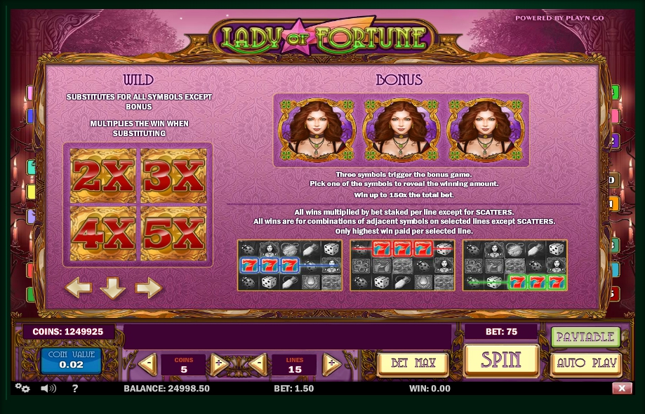 Lady of fortune slot machine