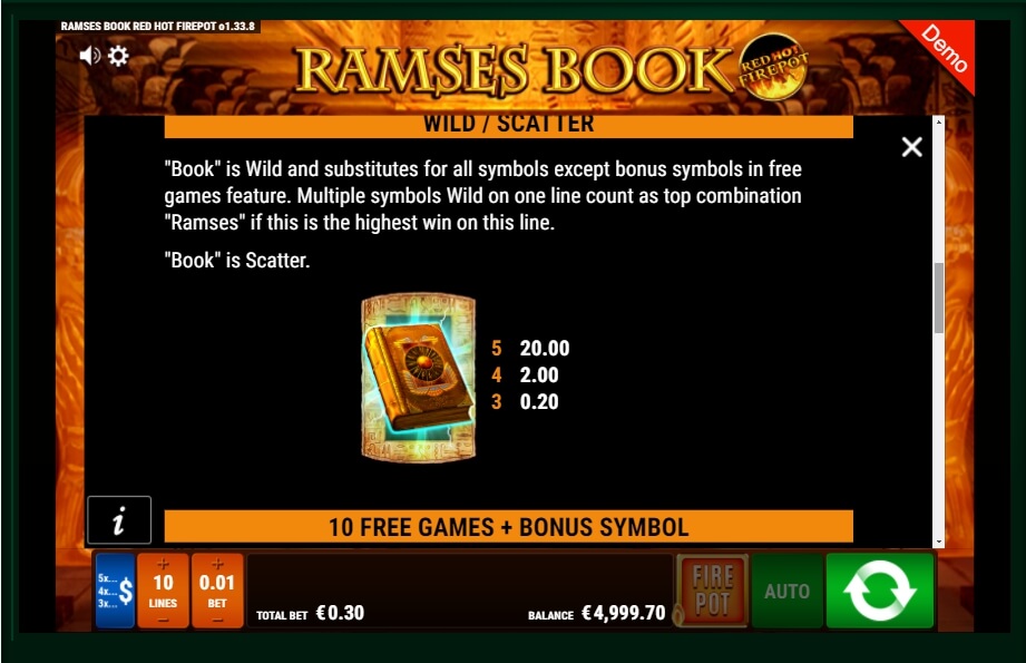 Ramses Book Red Hot Firepot Slot Machine ᗎ Play Online And Free