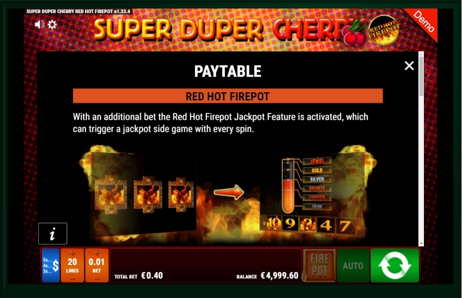 Super Duper Cherry Red Hot Firepot Slot Machine