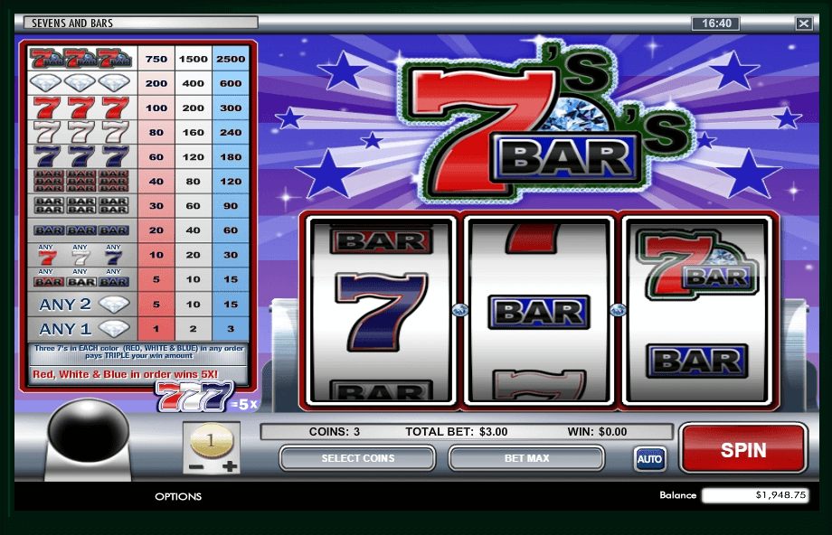 Sevens And Bars slot play free